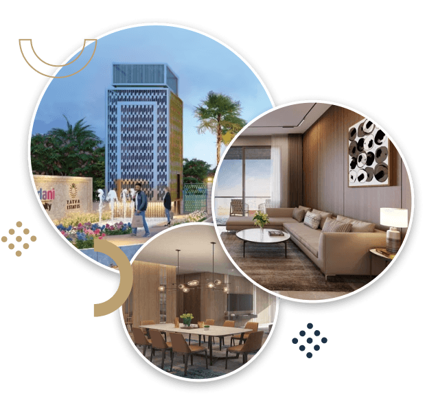 Modern residential building with landscaped balconies